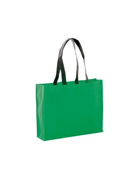 Bolsa de Tela non-woven con fuelle de 40 x 32 + 11 cm Asa Larga de color Negro