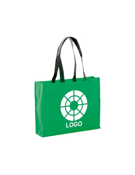 Bolsa de Tela non-woven con fuelle de 40 x 32 + 11 cm Asa Larga de color Negro
