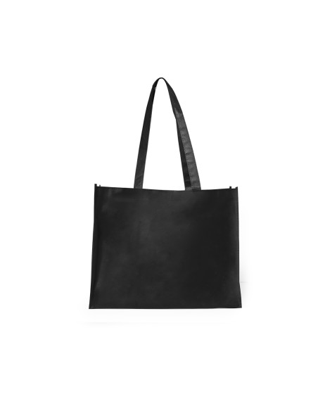 Bolsa de Tela non-woven con fuelle de 40 x 32 + 11 cm Asa Larga de color Negro