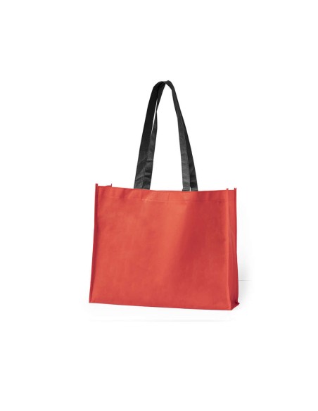 Bolsa de Tela non-woven con fuelle de 40 x 32 + 11 cm Asa Larga de color Negro