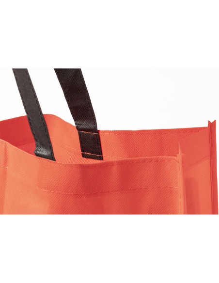 Bolsa de Tela non-woven con fuelle de 40 x 32 + 11 cm Asa Larga de color Negro