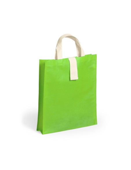 Bolsa de Tela non-woven Plegable, con fuelle de 36 x 40+8  cm Asa Corta de color Natural