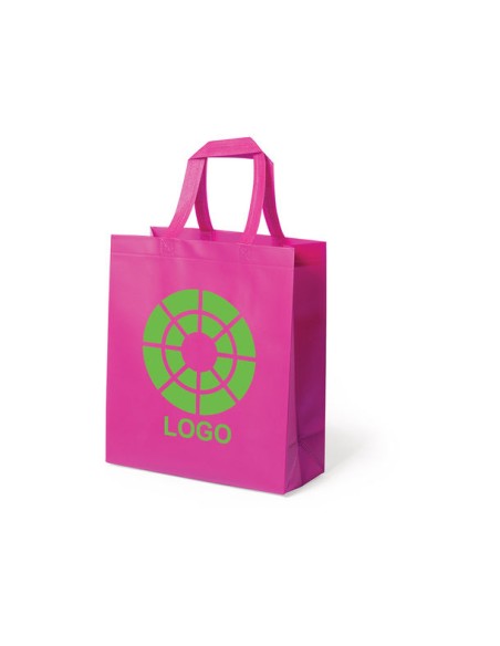 Bolsa de tela non-woven LAMINADO, con fuelle de 30 x 34 + 12 cm Asa Corta