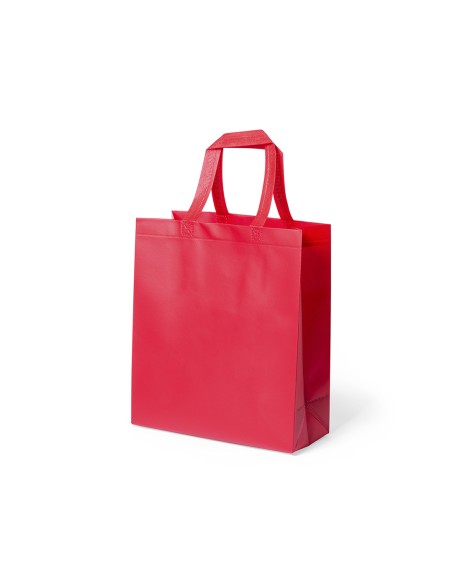 Bolsa de tela non-woven LAMINADO, con fuelle de 30 x 34 + 12 cm Asa Corta