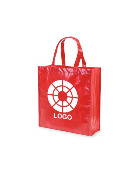 Bolsa de Tela non-woven LAMINADO, con fuelle de 38 x 40 + 12 cm Asa Corta