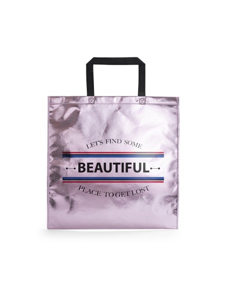 Bolsa de Tela non-woven LAMINADO METALIZADO, de 45 x 44 cm Asa Mediana