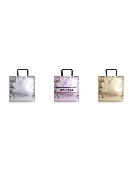 Bolsa de Tela non-woven LAMINADO METALIZADO, de 45 x 44 cm Asa Mediana