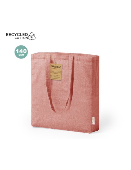 Bolsa de Algodón Reciclado con Fuelle de 38 + 8 x 42 cm Asa Larga (140 gramos).