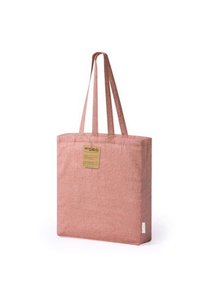 Bolsa de Algodón Reciclado con Fuelle de 38 + 8 x 42 cm Asa Larga (140 gramos).