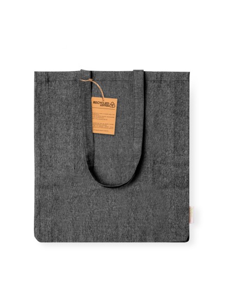 Bolsa de Algodón Reciclado con Fuelle de 38 + 8 x 42 cm Asa Larga (140 gramos).