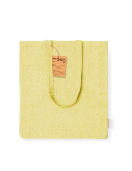 Bolsa de Algodón Reciclado con Fuelle de 38 + 8 x 42 cm Asa Larga (140 gramos).