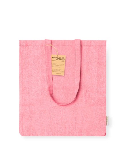 Bolsa de Algodón Reciclado con Fuelle de 38 + 8 x 42 cm Asa Larga (140 gramos).