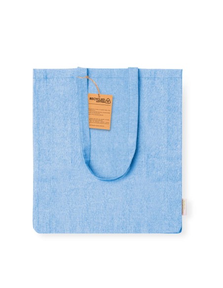 Bolsa de Algodón Reciclado con Fuelle de 38 + 8 x 42 cm Asa Larga (140 gramos).