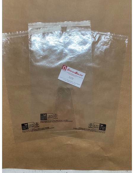 Bolsas de Polipropileno con Solapa Adhesiva 100% Material Reciclado 35 x 45 cm + 5 de Solapa