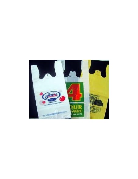 bolsa camiseta blanca biodegradable, Impresa medida 30 x 40