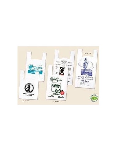 bolsa camiseta blanca biodegradable, Impresa medida 30 x 40