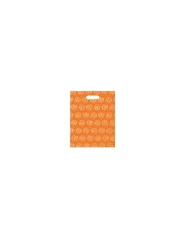 Bolsa Asa Troquel Impresa en Color Naranja de 18 x 30 cms