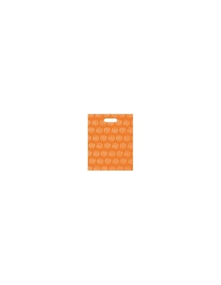 Bolsa Asa Troquel Impresa en Color Naranja de 18 x 30 cms