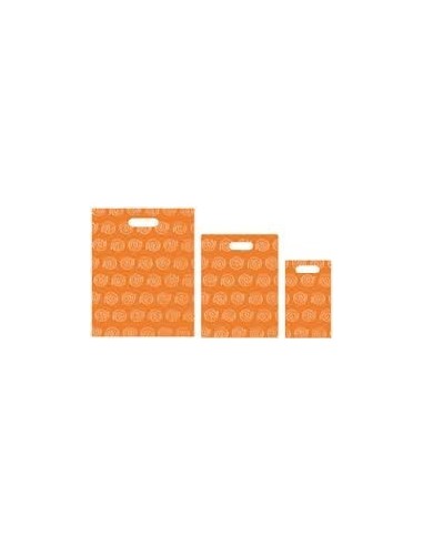 Bolsa Asa Troquel Impresa en Color Naranja de 18 x 30 cms