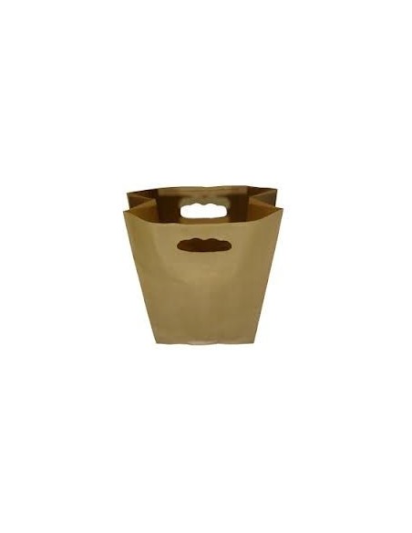 Bolsa de Papel Asa Troquelada Kraft Verjurado 18 + 6 x 32