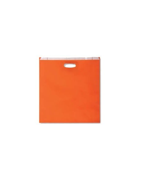 Bolsa de Papel Asa Troquelada Color Naranja 18 + 6 x 32