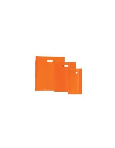Bolsa de Papel Asa Troquelada Color Naranja 18 + 6 x 32
