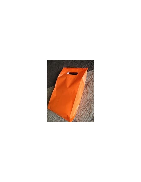 Bolsa de Papel Asa Troquelada Color Naranja 41 + 10 x 42