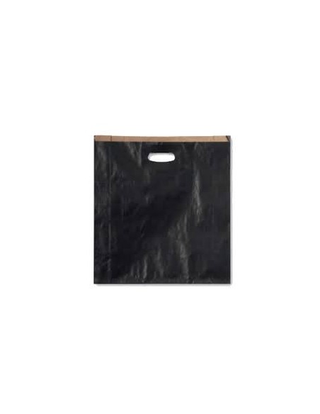 Bolsa de Papel Asa Troquelada Color Negro 18 + 6 x 32