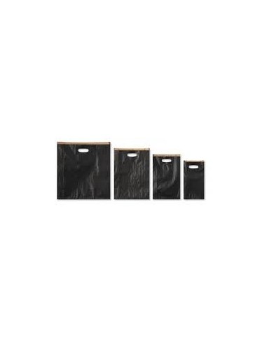 Bolsa de Papel Asa Troquelada Color Negro 31 + 8 x 42