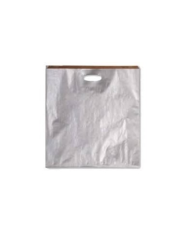 Bolsa de Papel Asa Troquelada Color Plata 18 + 6 x 32