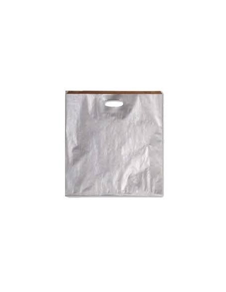 Bolsa de Papel Asa Troquelada Color Plata 18 + 6 x 32
