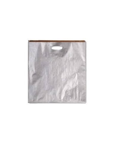 Bolsa de Papel Asa Troquelada Color Plata 41 + 10 x 42