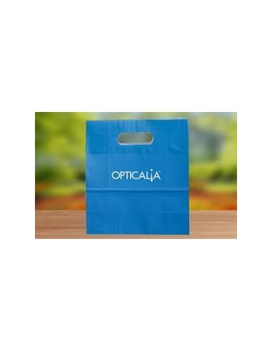 Bolsa de Papel Asa Troquelada Blanca 24 + 7 x 37 Personalizada .