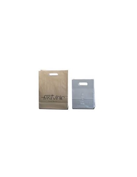 Bolsa Papel Asa Troquel Plata 18 + 6 x 32 Personalizada