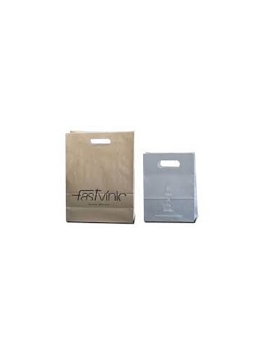 Bolsa de Papel Asa Troquel Plata 41 +10 x 42 Personalizada