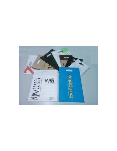 Bolsa Papel Asa Troquel Magenta 24 + 7 x 37 Personalizada .