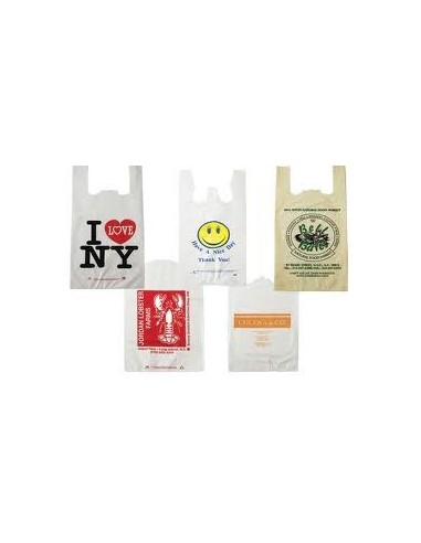 bolsa camiseta blanca biodegradable, Impresa medida 35 x 50