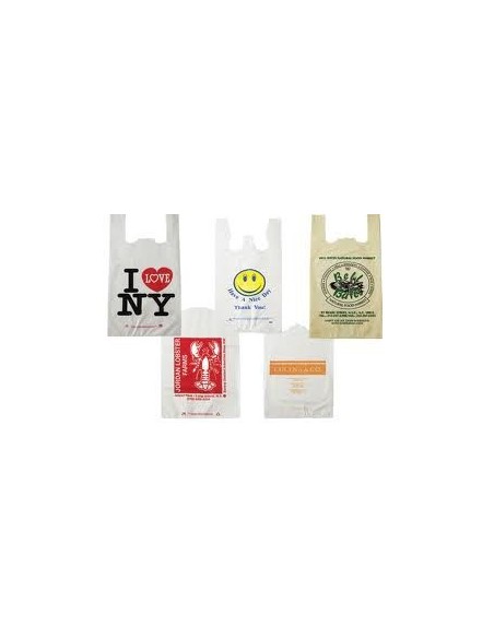 bolsa camiseta blanca biodegradable, Impresa medida 35 x 50
