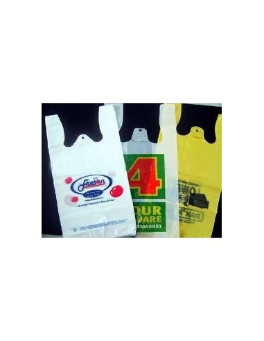 bolsa camiseta blanca biodegradable, Impresa medida 35 x 50
