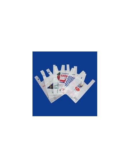 bolsa camiseta blanca biodegradable, Impresa medida 35 x 50