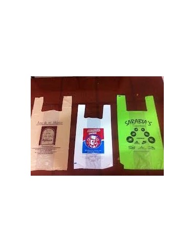 bolsa camiseta blanca biodegradable, Impresa medida 35 x 50