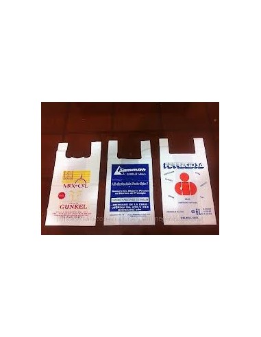 bolsa camiseta blanca biodegradable, Impresa medida 35 x 50