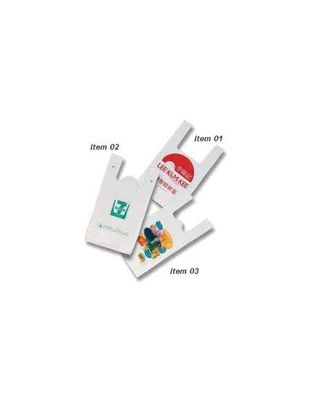 bolsa camiseta blanca biodegradable, Impresa medida 35 x 50