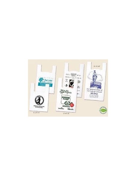 bolsa camiseta blanca biodegradable, Impresa medida 35 x 50