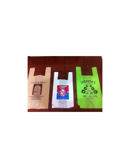bolsa camiseta blanca biodegradable, Impresa medida 35 x 50