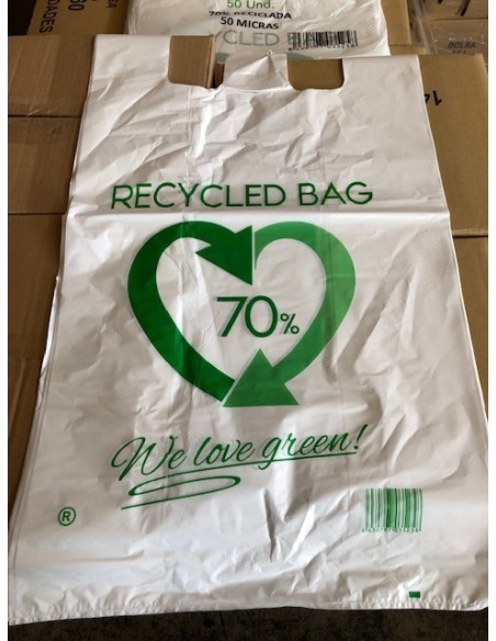 Bolsa Camiseta de 35 x 50, 70% RECICLADO. GALGA 200