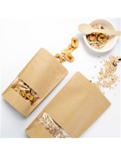 Bolsa Autocierre Kraft con Ventana y Base de 20 + 10 x 30... 2