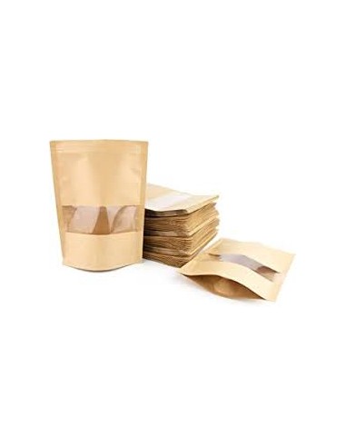 Bolsa Autocierre Kraft con Ventana y Base de 20...