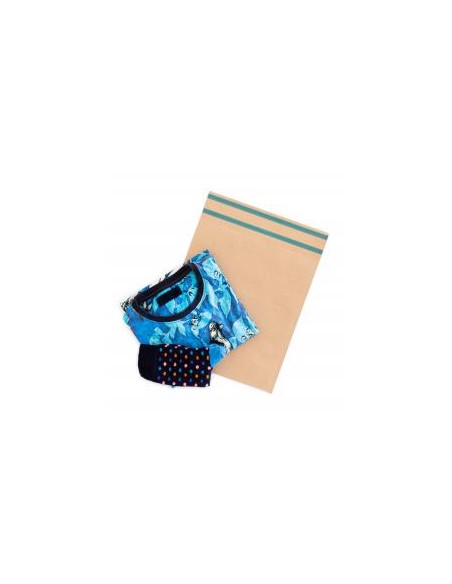 Sobre de Papel Kraft E-Commerce de 30 x 33 + 7 Solapa Adhesiva con 2 tiras Inviolables.