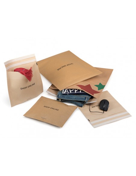 Sobre Papel E-Commerce 55 x 48 + 7 Solapa Adhesiva 2 Tiras Inviolables. PERSONALIZADO